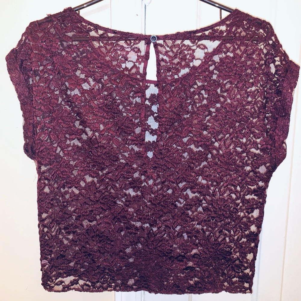 NEW Aerie Burgundy Lace Blouse